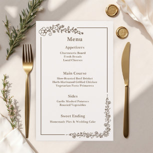 Rustic Monochrome Floral Wedding Menu