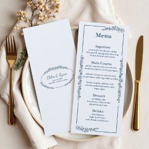 Rustic Monochrome Floral Wedding  Menu