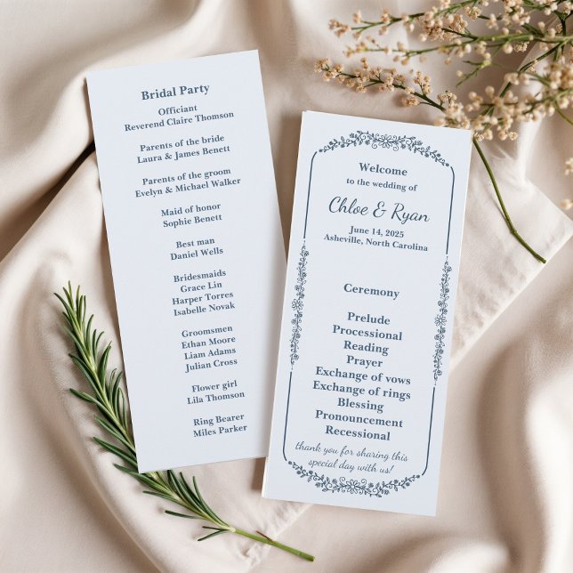 Rustic Monochrome Floral Wedding Program Programme (Creator Uploaded)