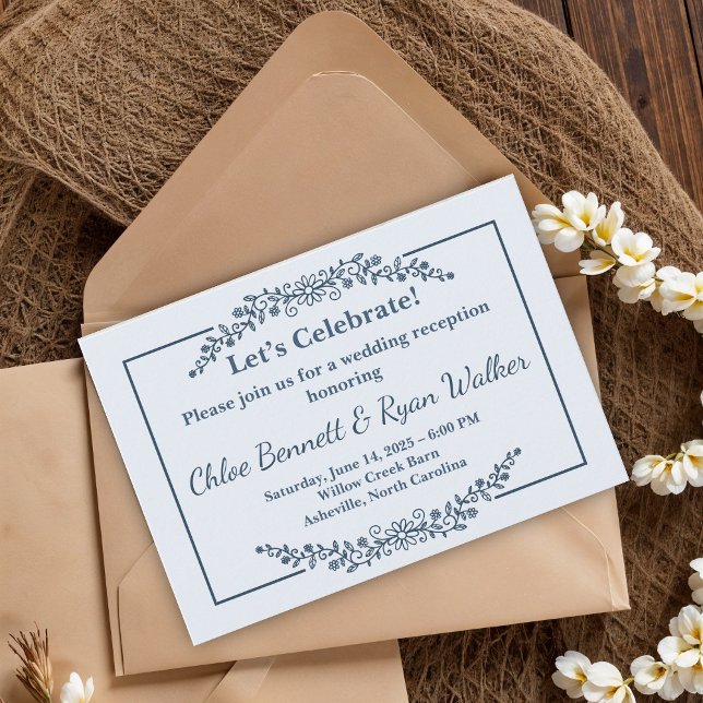 Rustic Monochrome Floral Wedding Reception Enclosure Card (Creator Uploaded)