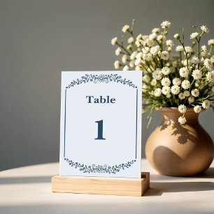 Rustic Monochrome Floral Wedding Table Number