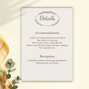 Rustic Monochrome Wedding Details Enclosure Card