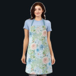 Rustic Monogram Blue Pink Green Floral  Apron<br><div class="desc">Adorable rustic blue,  green,  pink floral and faux lace look.  So shabby chic and cute.</div>