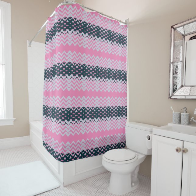 Rustic Monogram Chic Groovy  Shower Curtain (In Situ)