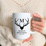 Rustic Monogram Deer Best Man Groomsman Proposal  Two-Tone Coffee Mug<br><div class="desc">Pop the question to your groomsmen with our Rustic Monogram Deer Best Man Groomsman Proposal Coffee Mug! Featuring a charming deer antler design with a personalised monogram, this mug is the perfect way to ask your best man or groomsmen to stand by your side on your wedding day. Ideal for...</div>