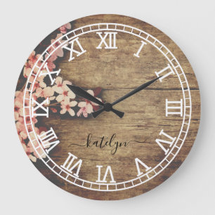 Rustic Monogram Farmhouse Custom Family Name Large Clock