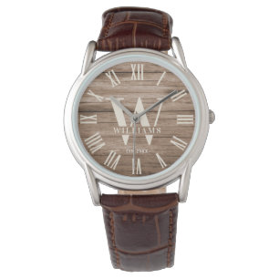 Rustic Monogram Farmhouse Custom Family Name Retro Watch