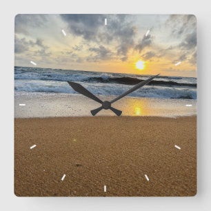 Rustic Monogram Farmhouse Custom Photo Personalise Square Wall Clock