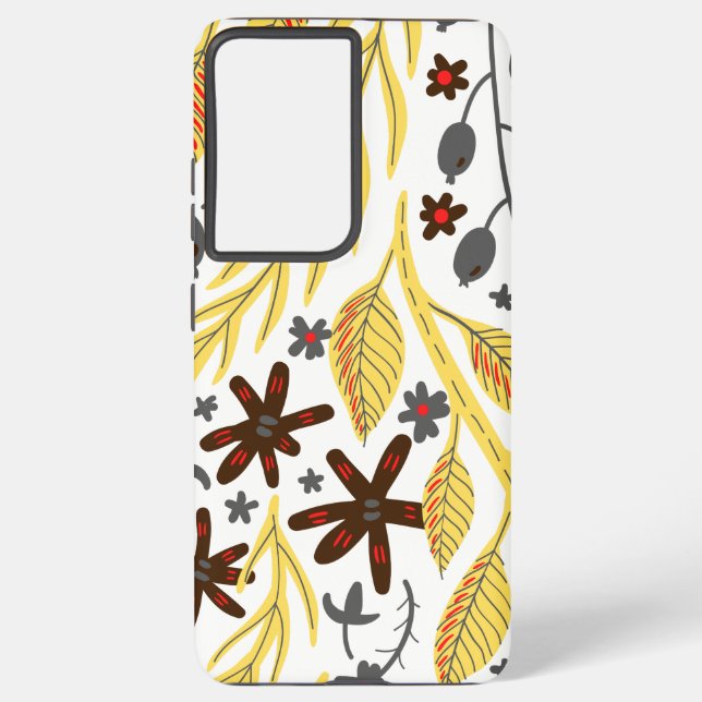 Rustic Monogram Floral   Samsung Galaxy S21 Ultra Case (Back)