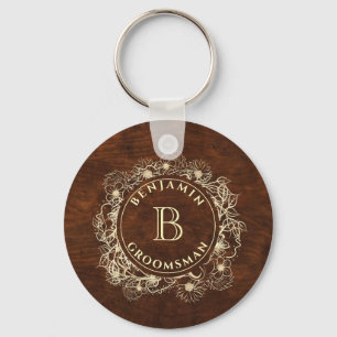 Rustic Monogram Groomsman Key Ring