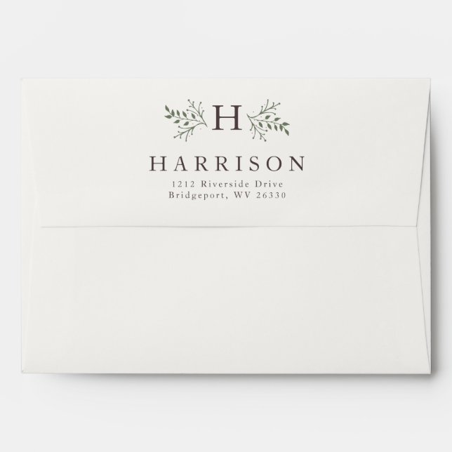 Rustic monogram holiday envelope (Back (Top Flap))