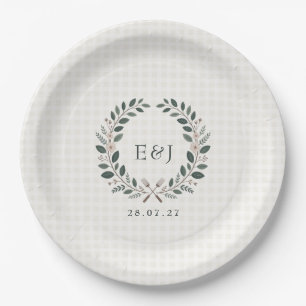 Rustic Monogram I Do BBQ Wedding Paper Plate