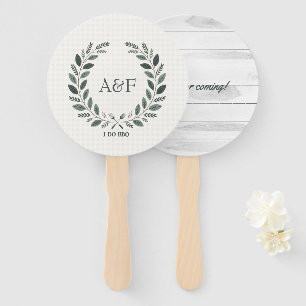 Rustic Monogram I Do BBQ Wedding Shower Hand Fan