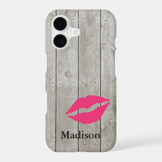 Rustic Monogram iPhone 7 Case with a Kiss (Back)