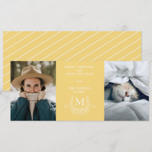 Rustic monogram Jasmine holiday photo card