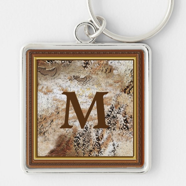 Rustic MONOGRAM Keychains for Men (Front)