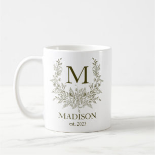 Rustic monogram Mustard Brow personalised initial  Coffee Mug