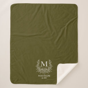 Rustic monogram Mustard Brow personalised initial  Sherpa Blanket