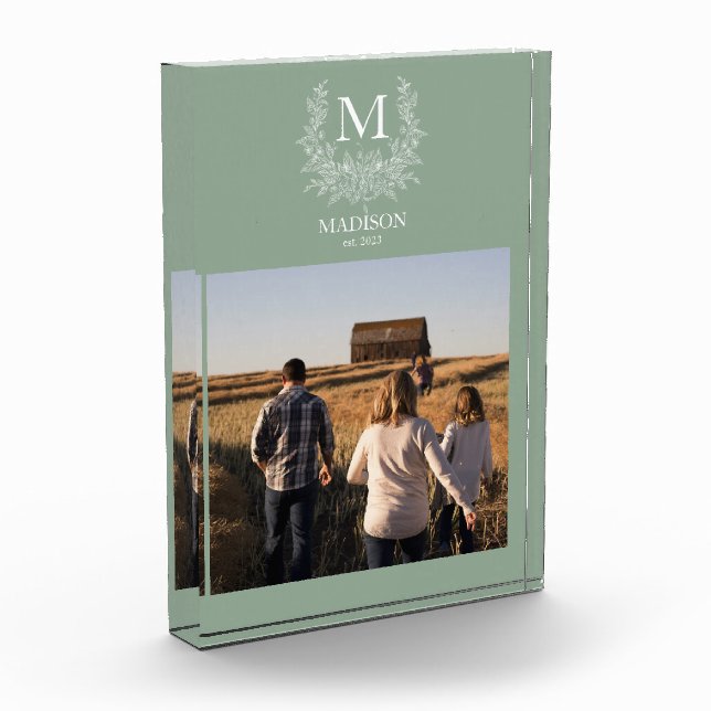 Rustic Monogram Personalised Initial Photo Block (Left)