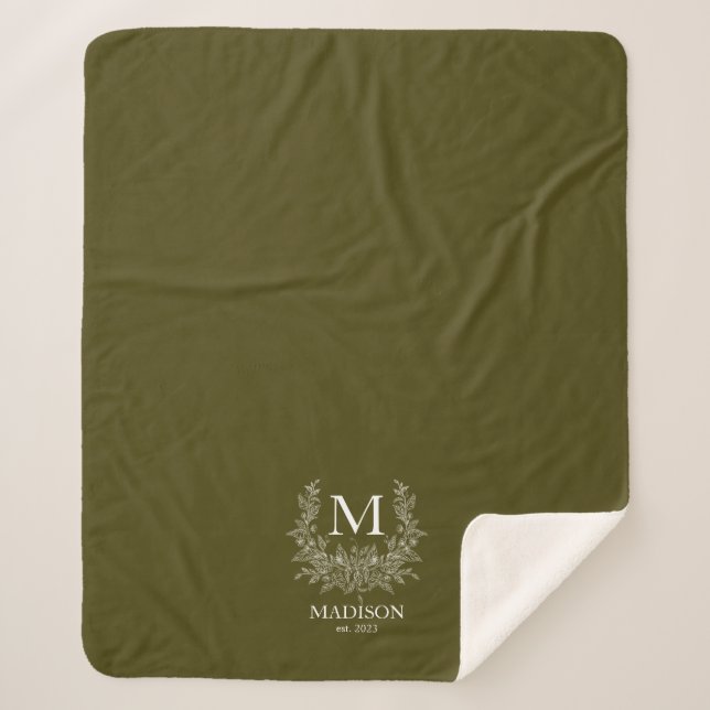 Rustic Monogram Personalised Initial  Sherpa Blanket (Front)