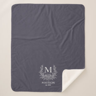 Rustic Monogram Personalised Initial  Sherpa Blanket