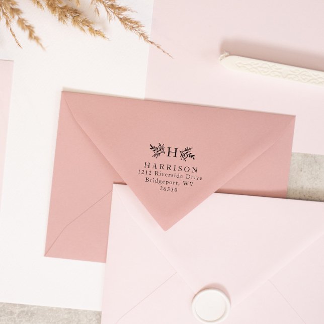 Rustic monogram return address rubber stamp (Creator Uploaded)