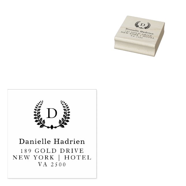 Rustic monogram return address rubber stamp (Stamped)