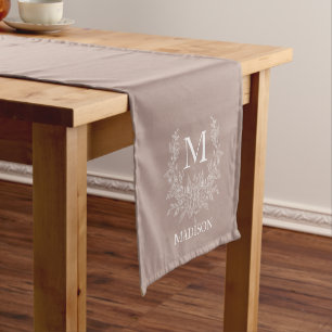 Rustic monogram Silver Pink personalised initial Short Table Runner