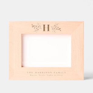 Rustic monogram simple initial and name etched frames