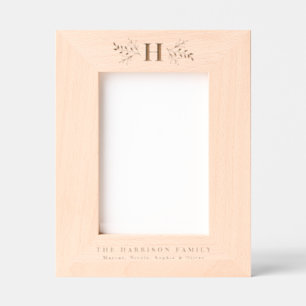 Rustic monogram simple initial and name etched frames
