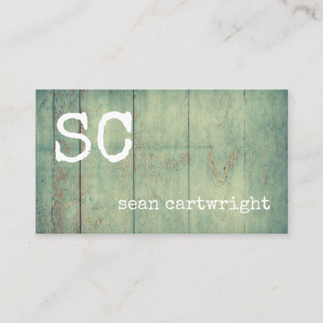 Rustic Monogram Simple Vintage Barnwood Business Card (Front)