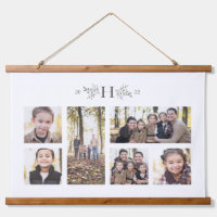 Rustic monogram six photo collage family