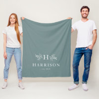 Rustic monogram teal newlywed blanket