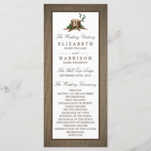 Rustic Monogram Tree & Burlap Wedding Program Programme