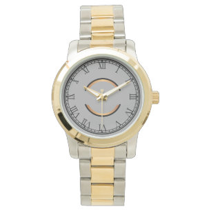 Rustic Monogram Unisex Oversized Two Tone  Watch