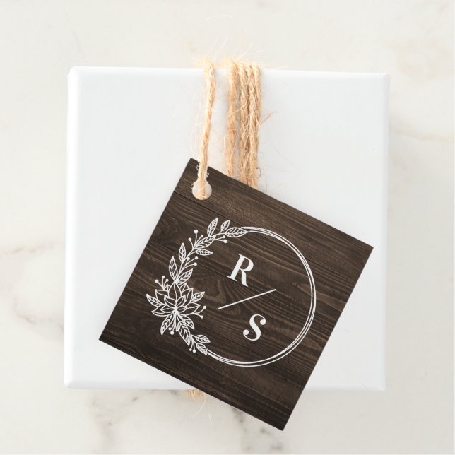 Rustic Monogram Wedding Favour Tags (In Situ)