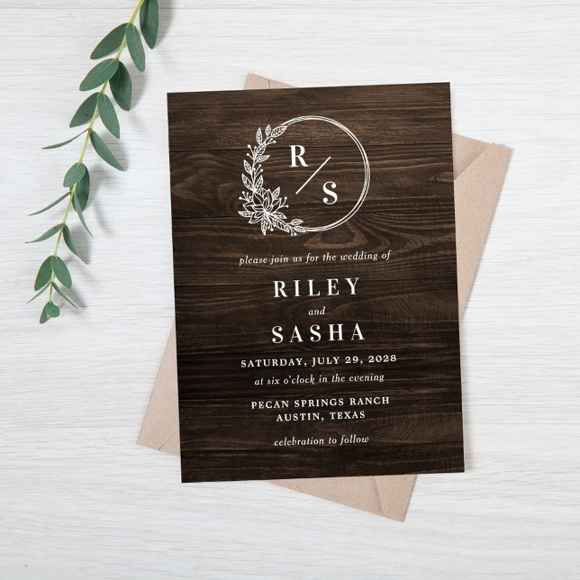 Rustic Monogram Wedding Invitation (Creator Uploaded)