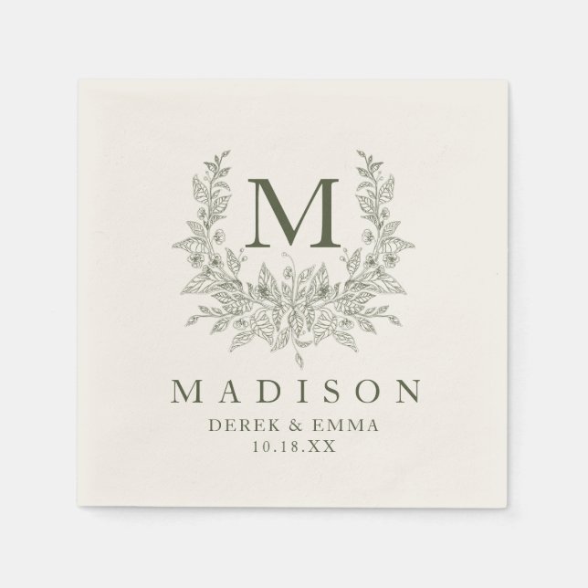 Rustic Monogram Wedding Napkins (Front)