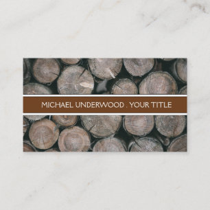 Rustic Monogram Wood Pile Logs Business Card