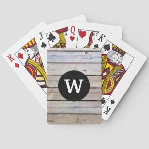 Rustic Monogram Wood Slats Playing Cards