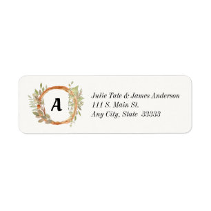 Rustic Monogram wood tree Return Address Label