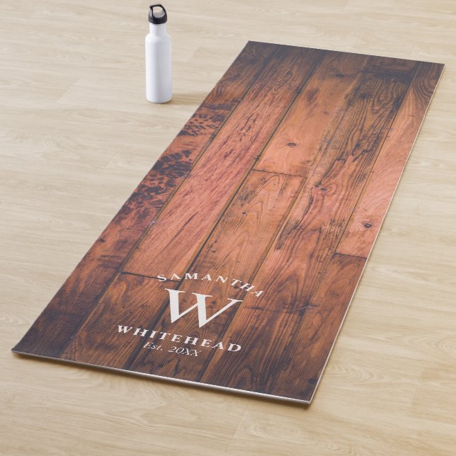 Rustic Monogram Wood Yoga Mat (In Situ)