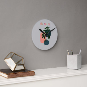 Rustic Monogrammed Boho Round Clock