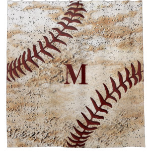 Rustic Monogrammed Shower Curtain for Men