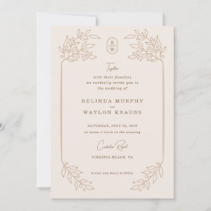 Rustic Monoline Floral Frame Invitation