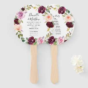 Rustic Moody Floral Personalised Wedding Program Hand Fan