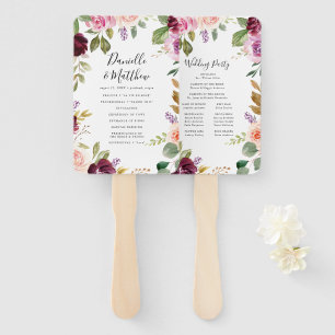 Rustic Moody Floral Personalised Wedding Program Hand Fan