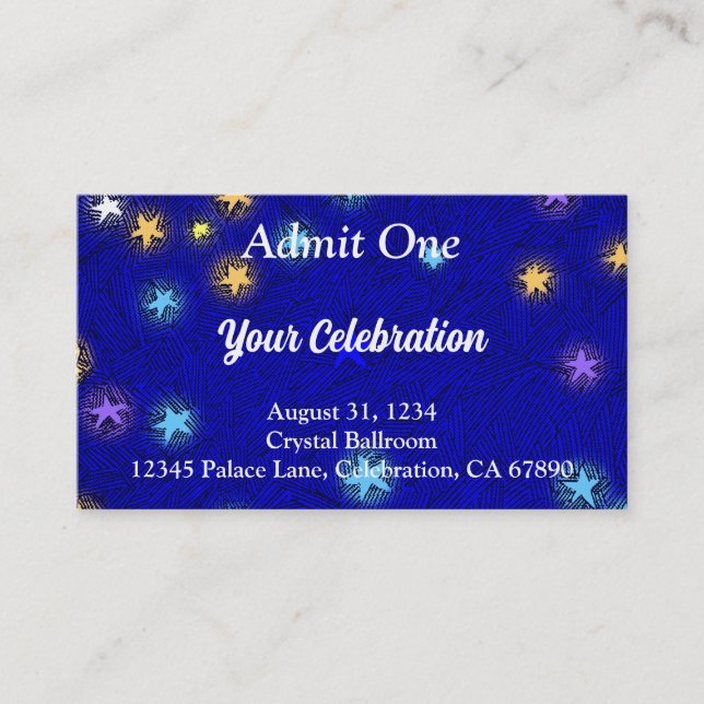 Rustic Moon and Stars Event Ticket Business Card (Front)