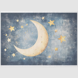 Rustic Moon and Stars Nursery Art Decoupage Tissue Paper