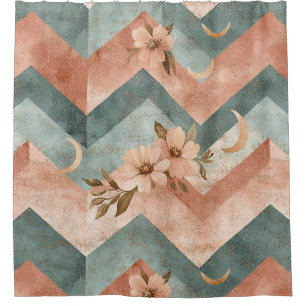 Rustic Moon Floral Chevron Earthy Pattern (10) Shower Curtain